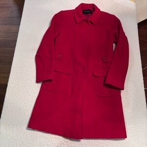 Moda International Red Wool Pea Coat| 100% Wool Shell| Classic|Size 6
